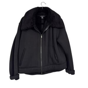 Athleta Black Westbound Sherpa Lined Jacket Womens L Classic Warm Coat Fall